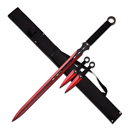 Product Cover Snake Eye Full Tang Tactical Blade Katana/Ninja Sword/Machete/Throwing Knife, 27-Inch (Red)