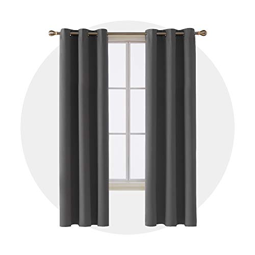 Product Cover Deconovo Room Darkening Thermal Insulated Blackout Grommet Window Curtain for Bedroom Dark Grey 42x84 Inch 4 Panels