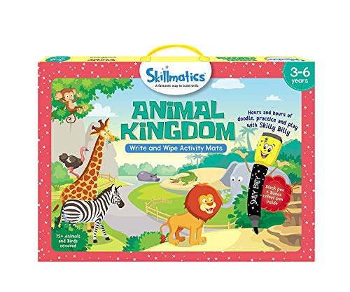 Product Cover Skillmatics Educational Game: Animal Kingdom (3-6 Years) | Erasable and Reusable Activity Mats with 2 Dry Erase Markers | Learning Tools for Boys and Girls 3, 4, 5, 6 Years