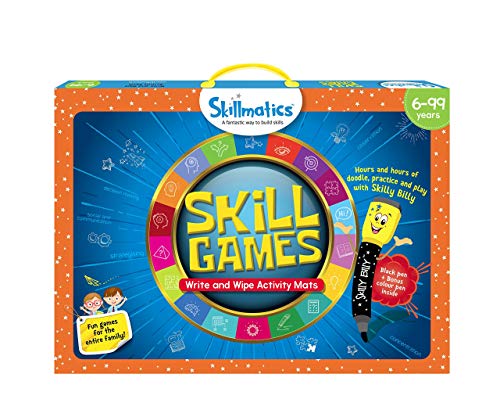 Product Cover Skillmatics Educational Game: Skill Games (6-99 Years) | Erasable and Reusable Activity Mats with 2 Dry Erase Markers | Learning Tools for Boys and Girls 6, 7, 8, 9 Years