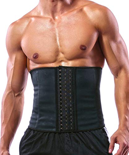 Product Cover GainKee Latex Men Waist Trainer Corsets with Steel Bone Sweat Sauna Suit for Fitness (Large)
