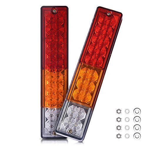 Product Cover MICTUNING Truck Trailer RV Tail Lights Bar - DC 10-30V Super Bright Red-Amber-White Turn Signal Reverse Brake Running Lamp (2 Pack)