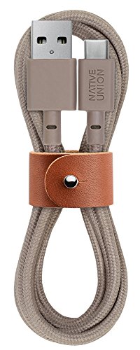 Product Cover Native Union Belt Cable USB-C to USB-A - 4ft Ultra-Strong Charging Cable with Leather Strap for Samsung Galaxy Note 9 / S9, Sony XZ, LG V20 / G7, HTC 10 / U12+, Google Pixel 2/3 and More (Taupe)