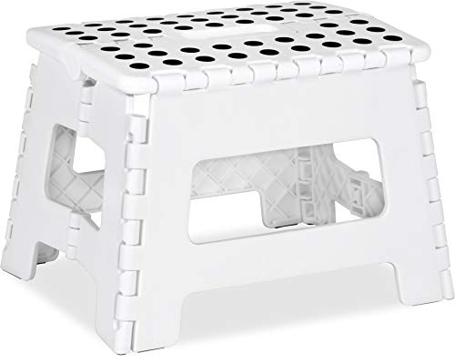 Product Cover Utopia Home Foldable Step Stool for Kids - 11 Inches Wide and 9 Inches Tall - White and Black - Holds Up to 300 lbs - Lightweight Plastic Design