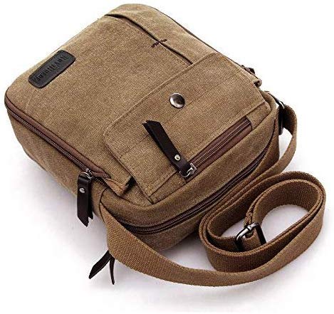 Product Cover Goatter Canvas And Leather Unisex Messenger Bag - Brown (Small)