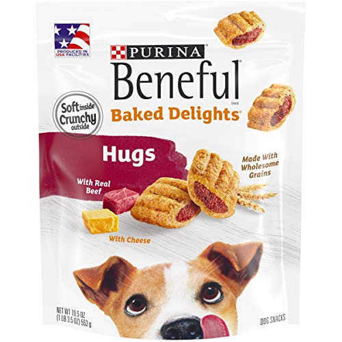 Product Cover Purina Beneful Made in USA Facilities Dog Treats, Baked Delights Hugs With Real Beef & Cheese - 19.5 oz. Pouch