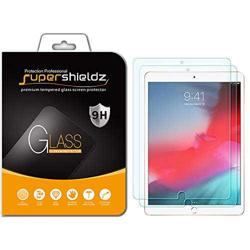 Product Cover (2 Pack) Supershieldz for Apple iPad Air 10.5 inch (2019 Model, 3rd Generation) and iPad Pro 10.5 inch Screen Protector, (Tempered Glass) Anti Scratch, Bubble Free