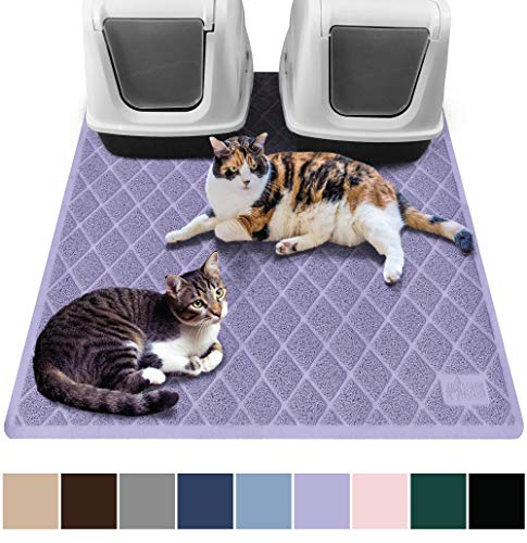 Product Cover Gorilla Grip Original Premium Durable Multiple Cat Litter Mat, 47x35, XL Jumbo, No Phthalate, Water Resistant, Traps Litter from Box and Cats, Scatter Control, Mats Soft on Kitty Paws, Purple