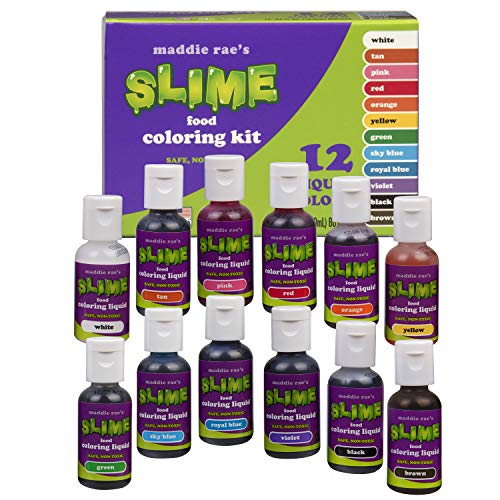 Product Cover Maddie Rae's Food Coloring Kit - 12 Color Variety Kit - Safe, Food Grade Non Toxic Formula for all Slime Making