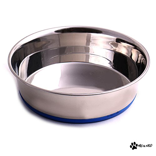 Product Cover Max and Neo Heavyweight Non-Skid Rubber Bottom Stainless Steel Dog Bowl - We Donate a Bowl to a Dog Rescue for Every Bowl Sold (Small - 32oz - 6.5