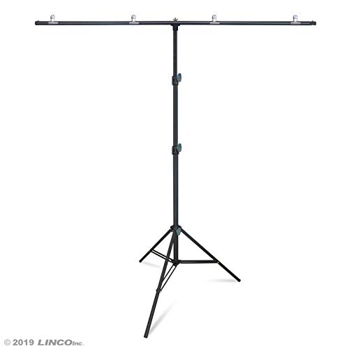 Product Cover Linco Lincostore Zenith Portable T-Shape Background Backdrop Stand Kit 5x6.7ft - 5ft Wide (Fixed) and 6.7ft High (Adjustable)- Lightweight Only 4 Lbs Easy to Carry and Storage