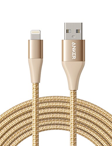 Product Cover Anker Powerline+ II Lightning Cable (10ft), MFi Certified for Flawless Compatibility with iPhone Xs/XS Max/XR/X / 8/8 Plus / 7/7 Plus / 6/6 Plus / 5 / 5S and More(Gold)