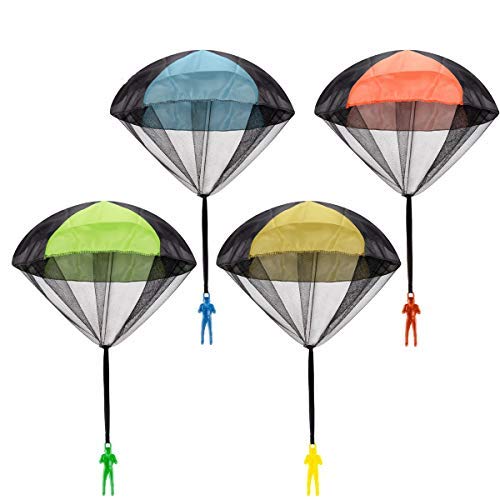 Product Cover Parachute Toy, Tangle Free Throwing Toy Parachute, Outdoor Children's Flying Toys, No Battery nor Assembly Required (4 Pieces Set)