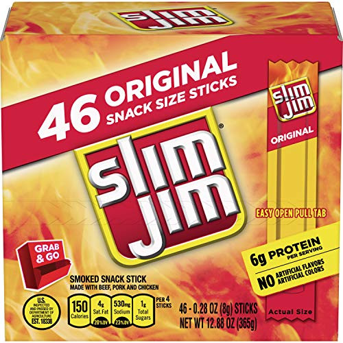 Product Cover Slim Jim Smoked Snack Stick Pantry Pack, Original, 0.28 oz Stick 46Count
