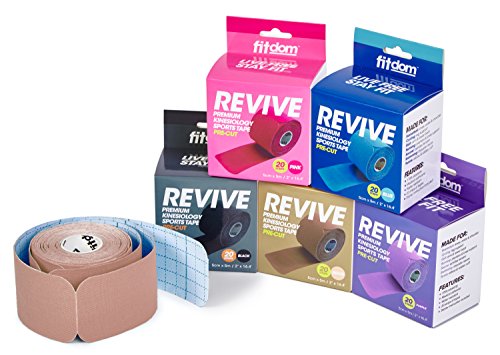 Product Cover Fitdom Kinesiology Physiotherapy Synthetic Sports Tape in Uncut, Precut & Bulk Roll + BONUS Instruction. FDA Approved. Therapeutic Taping for Knee, Shoulder, Elbow & More. Providing Recovery & Support