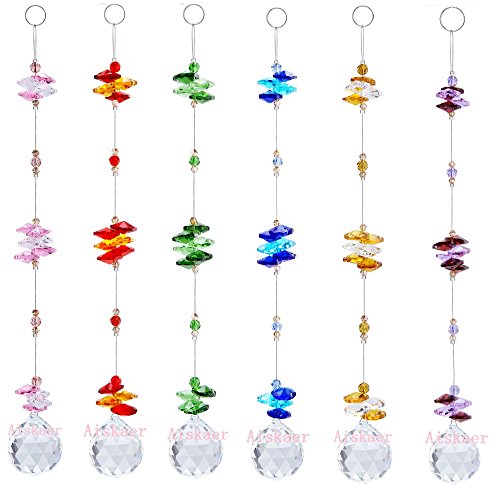 Product Cover Aiskaer 6PCS 1.2 Inch Colorful Chandelier Crystal Ball Prisms Pendant, Chandelier Decor Hanging Prism Ornaments,Chandelier Crystals Ball Window Prisms Rainbow Octogon Chakra Suncatcher