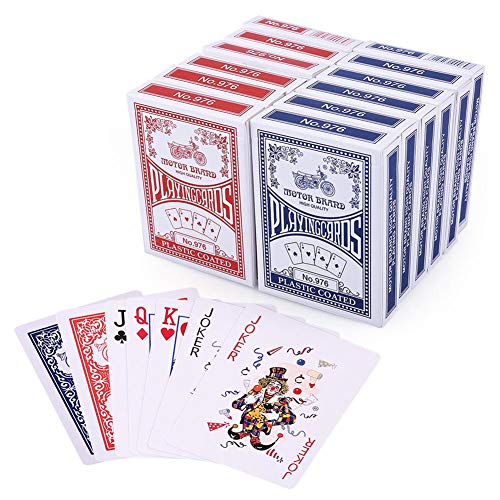 Product Cover LotFancy Playing Cards, Poker Size Standard Index, 12 Decks of Cards (6 Blue and 6 Red), for Blackjack, Euchre, Canasta, Pinochle Card Game, Casino Grade