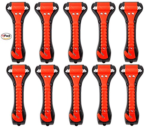 Product Cover 10 PCS Car Safety Hammer Emergency Escape Tool Auto Car Window Glass Hammer Breaker and Seat Belt Cutter Escape 2-in-1 for Family Rescue & Auto Emergency Escape Tools