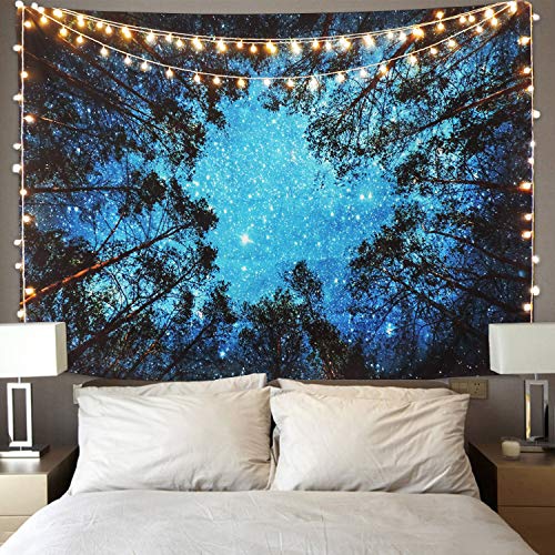 Product Cover Forest Starry Tapestry, Home 3D Forest Tapestry Tree Night Sky Tapestry, Living Room Bedroom Decoration Tapestry, Mattress, Tablecloth (51.2