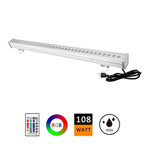Product Cover ATCD 108W RGBW LED Wall Washer Light, Color Changing, Linear Strip Light with RF Remote Controller, 120V, IP65 Waterproof, 3.2ft/40inches Length, LED RGB Light Birthday Party, Carnival
