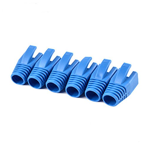 Product Cover Cat6 Cat6A Cat7 RJ45 Plug Connector Cover Modular Network Plug Connector Cap Cable Connector Boots 50pcs/Pack (Blue)