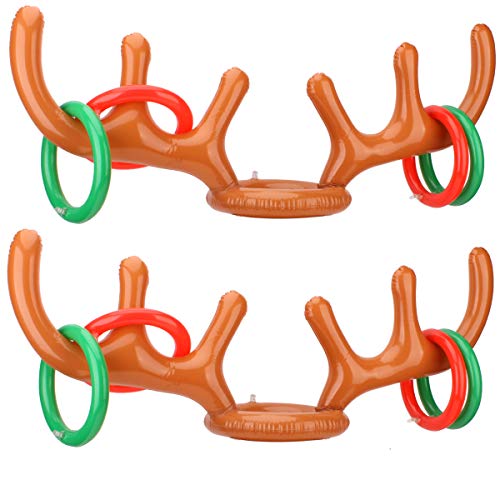 Product Cover hantajanss 2 Pack Ring Toss Game Reindeer Antler Inflatable Christmas Toys Summer 2 or More Players Interaction Party Beach Pool Kids Game