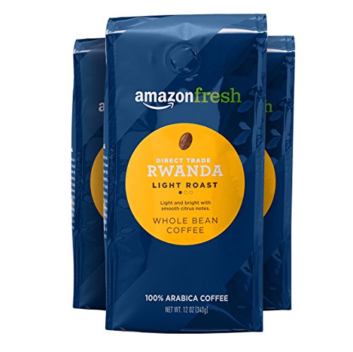 Product Cover AmazonFresh Direct Trade Rwanda Whole Bean Coffee, Light Roast, 12 Ounce (Pack of 3)
