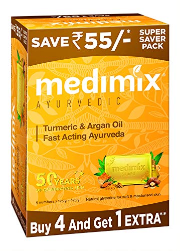 Product Cover Medimix Ayurvedic Turmeric & Argan Oil Bathing Soap, 125Gm (4+1 Offer Pack)