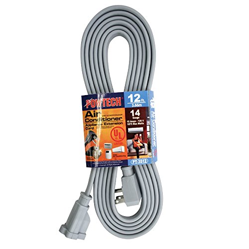 Product Cover POWTECH Heavy duty 12 FT Air Conditioner and Major Appliance Extension Cord UL Listed 14 Gauge, 125V, 15 Amps, 1875 Watts GROUNDED 3-PRONGED CORD