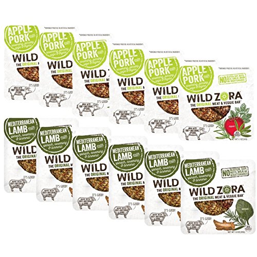 Product Cover Wild Zora - Meat & Veggie Bars - AIP (12-Pack) Includes 6 AIP Mediterranean Lamb Bars, and 6 AIP Apple Pork Bars