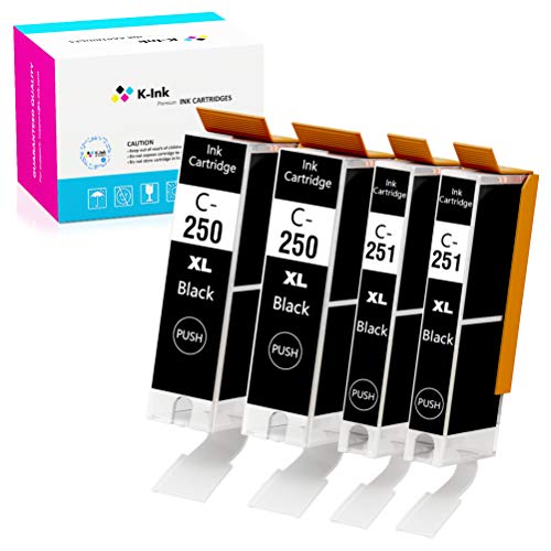 Product Cover K-Ink Compatible Ink Cartridge Replacement for Canon PGI-250 CLI-251 (2 Big Black, 2 Small Black)