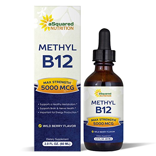 Product Cover Vitamin B12 Sublingual Liquid Drops - 5000 MCG Supplement with Methylcobalamin (Methyl B-12) - Max Absorption B 12 to Increase Energy & Metabolism - Vegan Friendly - 2 fl oz