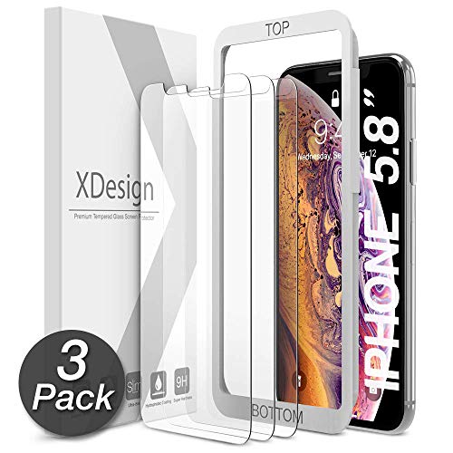 Product Cover XDesign Glass Screen Protector Designed for iPhone 11 Pro and iPhone XS/iPhone X (3Pack) 5.8-Inch Tempered Glass with Touch Accurate/Impact Absorb+Easy Installation Tray [Fit with Most Cases]- 3 Pack
