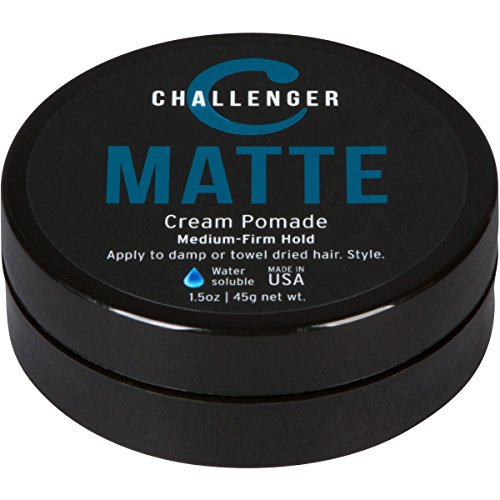 Product Cover Matte Cream Pomade - Challenger 1.5oz Medium Firm Hold - Water Based, Clean & Subtle Scent. Best Hair Styling Cream, Wax, Fiber, Clay, Paste All In One