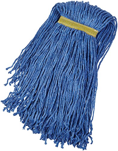 Product Cover AmazonBasics Cut-End Cotton Commercial String Mop Head, 1.25 Inch Headband, Large, Blue, 6-Pack