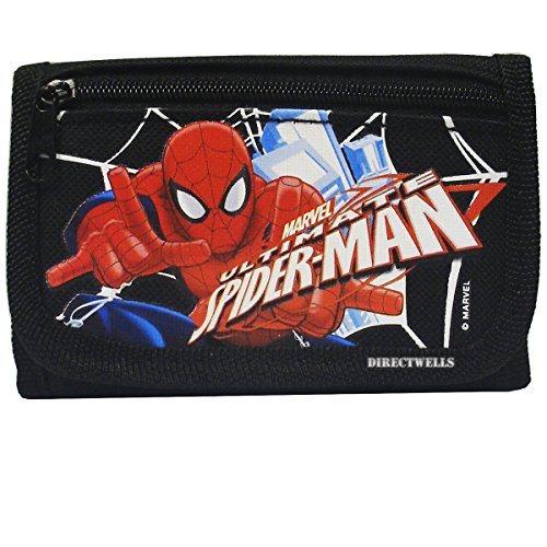 Product Cover Marvel Spiderman Ultimate Authentic Licensed Trifold Children Wallet (Black), 4.5