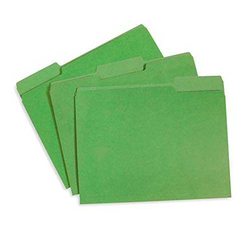 Product Cover File Folder, 1/3 Cut Tab, Letter Size, Green, Great for Organizing and Easy File Storage, 100 Per Box