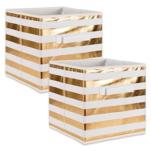 Product Cover DII Foldable Fabric Storage Containers (13x13x13) Stripe Gold-Set of 2, Large (2)