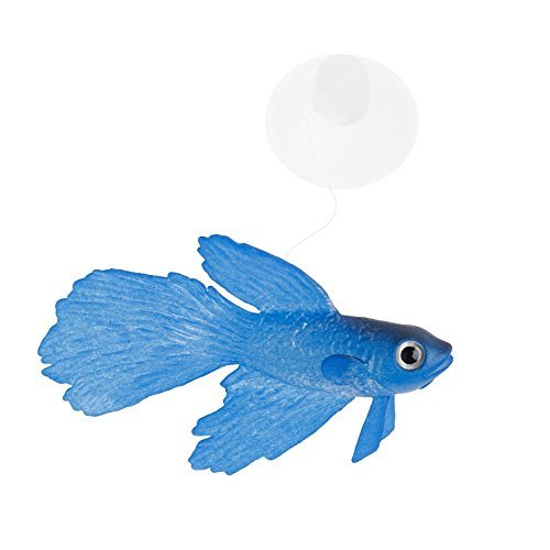 Product Cover Techinal Artificial Soft Silicone Glowing Effect Betta Aquarium Fish Tank Ornament Decor (Blue)