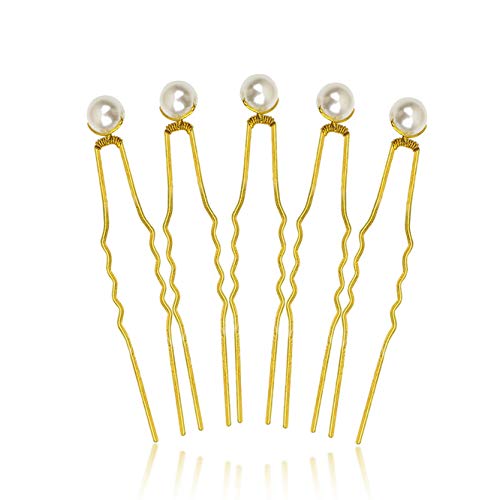 Product Cover Unicra Wedding Silver Hair Pins Wedding Bridal Pearl Hair Accessories for Brides and Bridesmaids Pack of 10 (Gold)