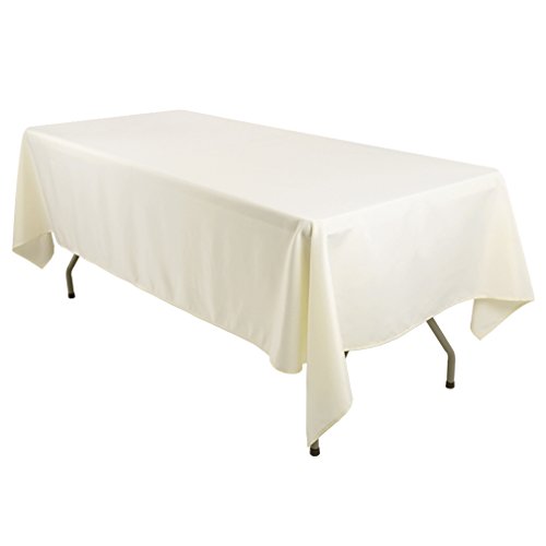 Product Cover E-TEX Rectangle Tablecloth - 60 x 126 Inch - Ivory Rectangular Table Cloth for 8 Foot Table in Washable Polyester