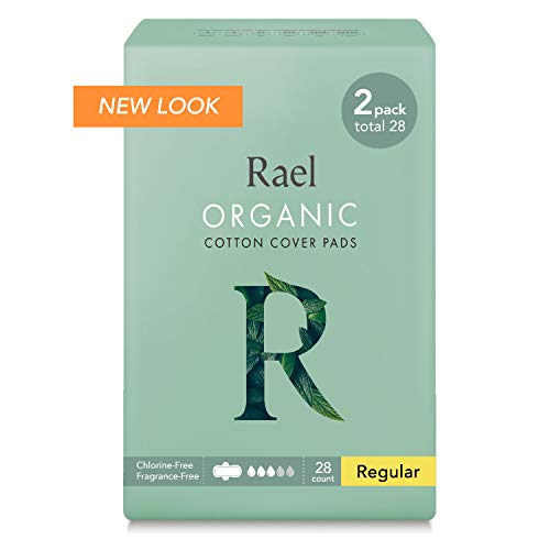 Product Cover Rael Certified Organic Cotton Menstrual Regular Pads, Ultra Thin Natural Sanitary Napkins with Wings (28 Total), 28 Count