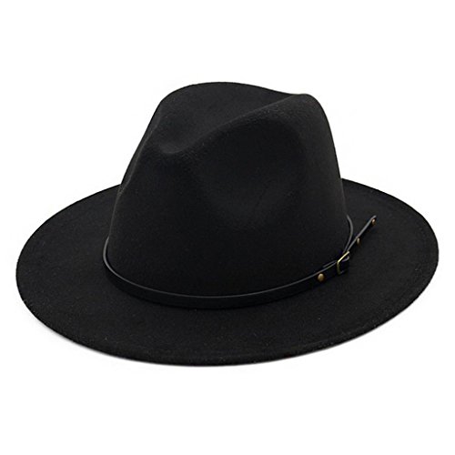 Product Cover Lisianthus Women Belt Buckle Fedora Hat Black