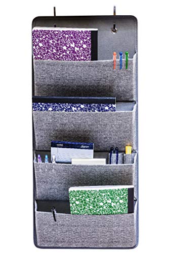 Product Cover Elegant Wonders 4 Pocket Fabric Wall Organizer for House, Closet Storage and Office with Wall Mount Or for Hanging Over The Door Or Cubicle. WallPockets Accessory by EW. [Gray]