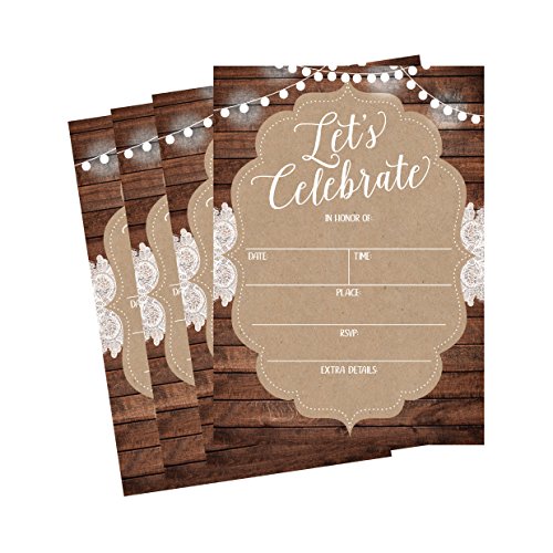 Product Cover 50 Celebration Invitations for Wedding Rehearsal Dinner, Bridal Shower, Engagement, Birthday, Bachelorette Party, Baby Shower, Reception, Anniversary, Housewarming, Graduation, Sweet 16, BBQ Cookout