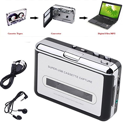 Product Cover Ezcap Portable USB Cassette Capture, Old Tape Player Captures MP3 Audio Music with Earphone, Turning Your Tapes into MP3, Play as Walkman Media Player, Auto-Reverse Function