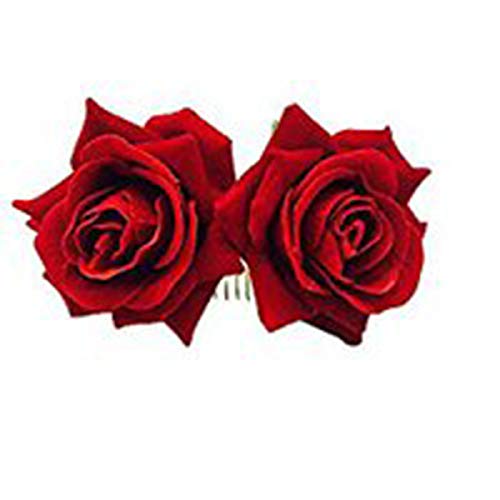 Product Cover Ever Fairy Rose Flower Hair Clip Slide Flamenco Dancer Pin Flower Brooch Lady Hair Styling Clip Hair Accessories (Red(1pcs))