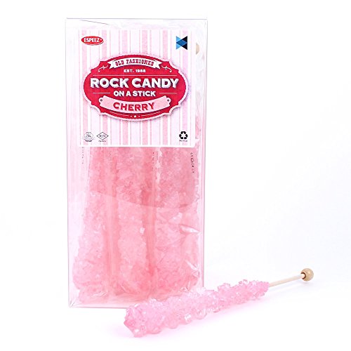 Product Cover Extra Large Rock Candy Sticks (22g): 12 Pink Cherry Lollipop - Individually Wrapped - Crystal Sticks for Party Favors, Candy Buffet, Birthdays, Weddings, Receptions, Bridal and Girl Baby Shower