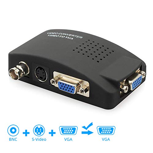 Product Cover eSynic CCTV Camera BNC S-Video VGA to VGA Converter Box PC to TV VGA Input to VGA Output Laptop Computer Monitor Converter Adapter for DVR DVD Player Support PAL NTS