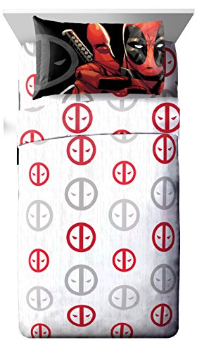 Product Cover Marvel Deadpool Invasion 4 Piece Full Sheet Set, White/Gray/Red